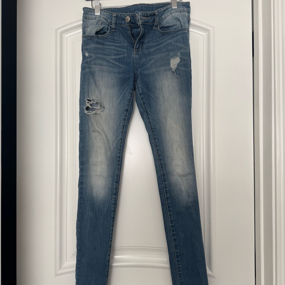 Hollister Blue Distressed Skinny Jeans